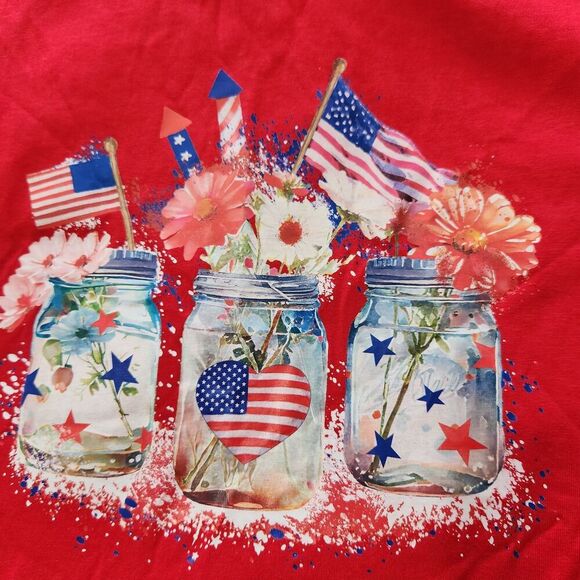 A Summer Tee Independence Day Tshirt Size Large Red Color July 4th.  New - Picture 3 of 10
